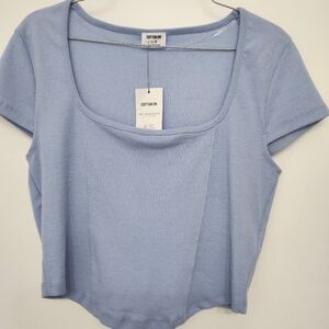 COTTON:ON Alexia Corset scoop neck tee Color: Blue chalk Sz: L